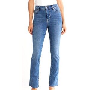 New Frame Womens 27 Le High Straight Leg Raw Fray Jean Medium Wash USA Blue N2